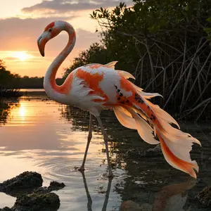 Flamingo + Koi fish